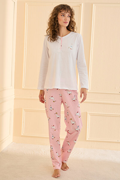 TURAY Early Happen 100% Cotton Long Sleeve Women's Pajama Set