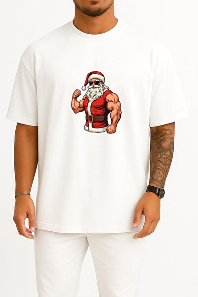 Bahriyeli Collection قصة فضفاضة تي شيرت عيد الميلاد ذو العضلات سانتا كلوز مطب...