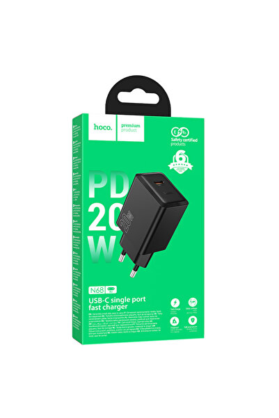 Hoco Incarcator Retea (N68), (PD20W) 5V, 3A, 1xUSB , FastCharge, BLACK