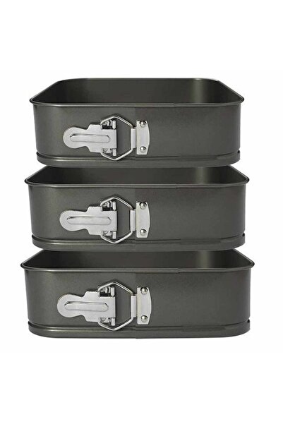 KitchenArt Square Baking Pans 22/24/26 Cake Pans Set of 3 Gray Baking Trays