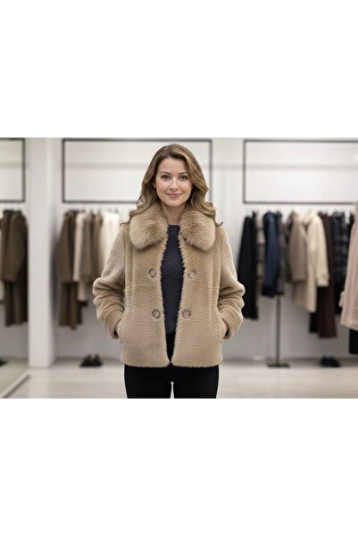 Rabiossa Women's Fur Collar Short Jacket