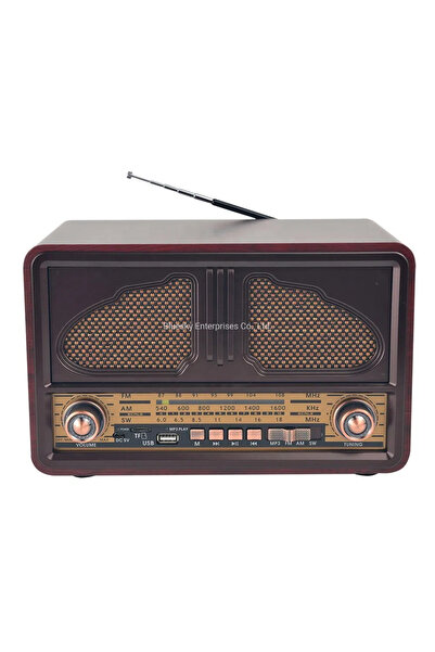 Generic Vintage wooden portable radio with built-in wireless speaker