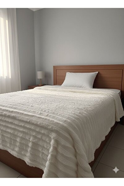 OEM Cocolino fluffy blanket, double bed, ribbed texture, white/gray/turquoise/green/red