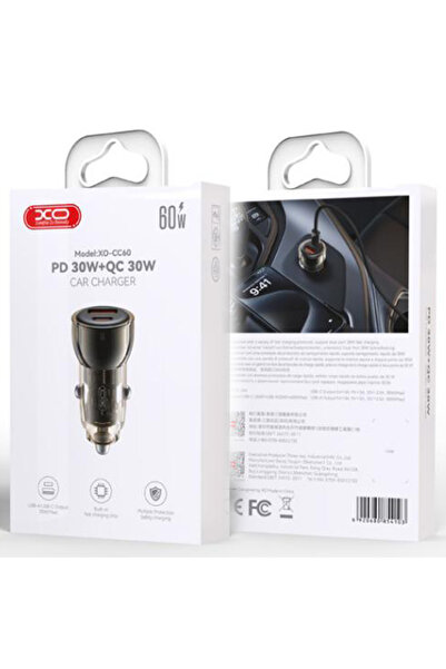 Xo Φορτιστής Αυτοκινήτου (CC60), PD60W, 1xUSB-C, 1xUSB-A, Μαύρο
