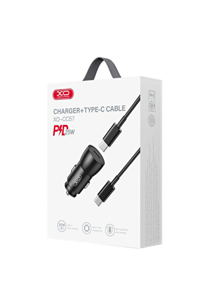 Xo Φορτιστής Αυτοκινήτου (CC57) + Καλώδιο USB-C, 25W, 1xUSB-C, PD, Μεταλλικό,...