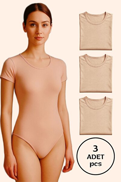 Altınay Women's Cotton Half Sleeve Snap Fastener Bodysuit (3 Pieces)