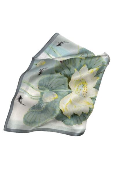 OMG Silk scarf, natural, 53x53cm, lotus