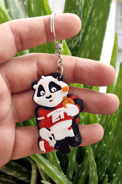 Bundeba 1 adet Oyuncak Panda Ayı Anahtarlık Silikon Anahtarlık Doğum Günü Hed...