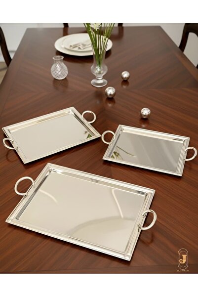aljahwari Serving tray set, 3 sizes, shiny silver