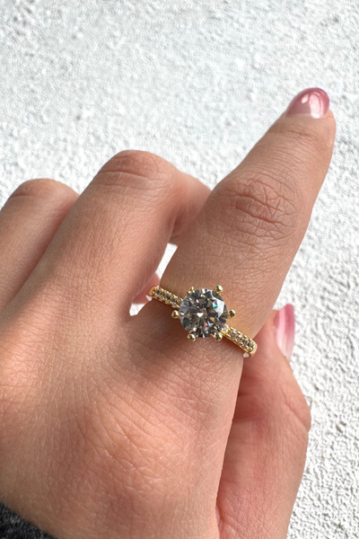 Leo'Stone خاتم نسائي بتصميم حجر واحد ذو 6 أذرع قابل للتعديل