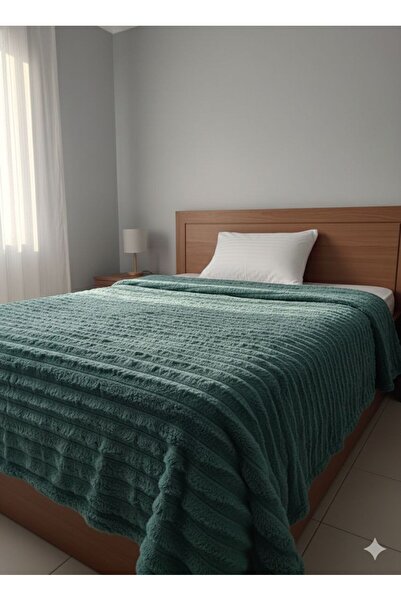 OEM Cocolino fluffy blanket, double bed, ribbed texture, white/gray/turquoise/green/red