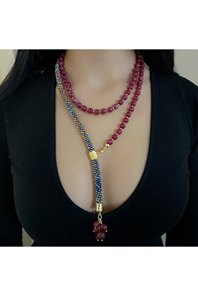 Takkı by Handan Kristal el örgüsü ve akik taşı tasarım kolye.