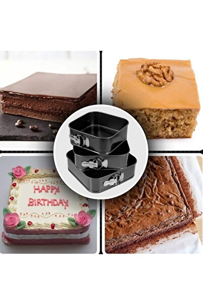 KitchenArt Square Baking Pans 22/24/26 Cake Pans Set of 3 Gray Baking Trays