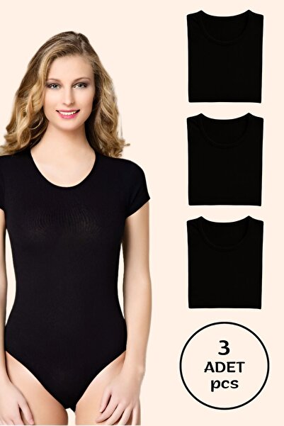 Altınay Women's Cotton Half Sleeve Snap Fastener Bodysuit (3 Pieces)