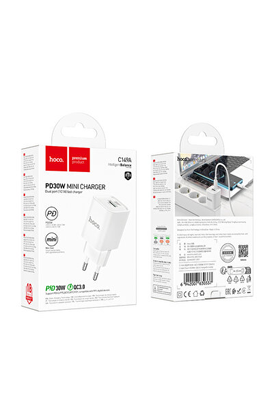 Hoco Incarcator Retea (C149A) , PD30W, 1xUSB-C, 1xUSB-A, White