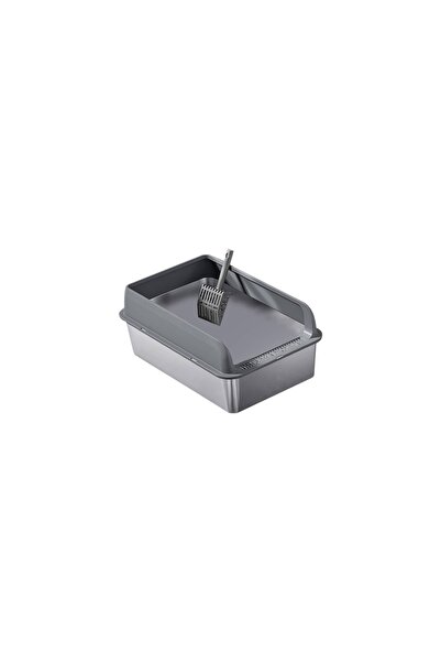 Seven Bird Seven Bird Stainless Steel Open Litter Box with Raised Edges and Scoop, 20x40x60 cm