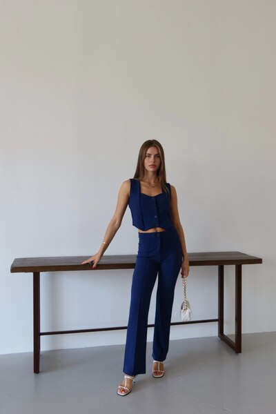 Butik Yelekli palazzo takım