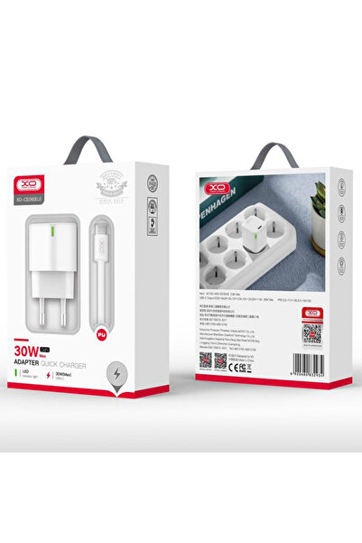 Xo Φορτιστής ρεύματος (CE06) + Καλώδιο Lightning, GaN, 30W, 1xUSB-C, PD, Λευκό