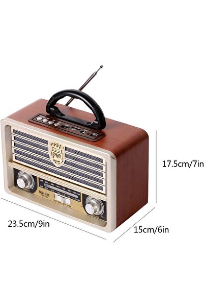 Generic Retro Radio Bluetooth Speaker with USB/TF/AUX, Vintage Style for Home & Travel