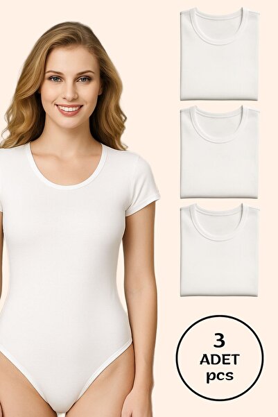 Altınay Women's Cotton Half Sleeve Snap Fastener Bodysuit (3 Pieces)