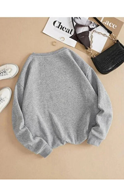 Mayer Butik Unisex Solid Colored Oversize Crew Neck Cotton Sweatshirt