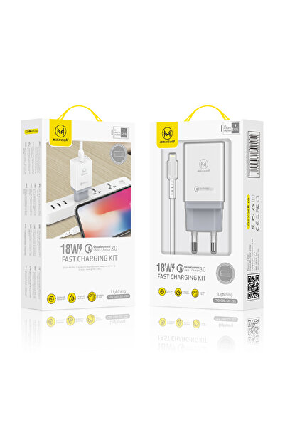 Maxcell Φορτιστής ρεύματος (CDQ090) + Καλώδιο USB-C, 18W, 3A, 1xUSB-A, QC 3.0...