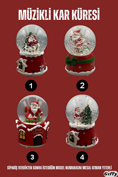 giffy Kar Küresi Sesli Müzikli 15 Cm Hediyelik Yılbaşı Temalı Süs Biblo Oda M...