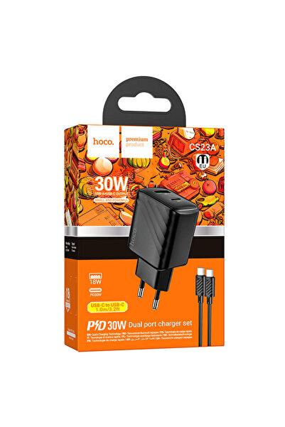Hoco Incarcator Retea (CS23A) + Cablu USB-C, 1m, PD30W, 1xUSB-C, 1xUSB-A, FCP...