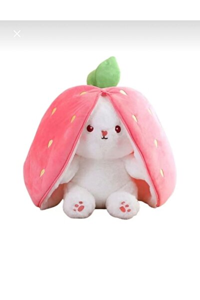 OEM Jucărie de pluș Iepure capsunica Moale, pufos și catifelat, 25 cm, roz/alb