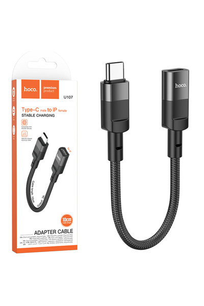 Hoco Cablu Date si Incarcare (U107), USB-C la Lightning (F), Braided, 10cm, B...
