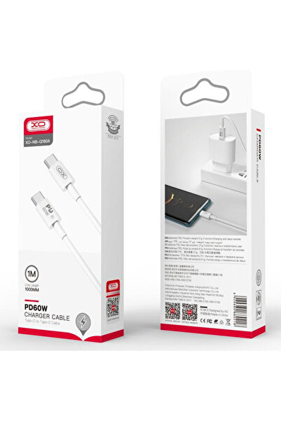 Xo Data and Charging Cable (NB-Q190A), USB-C, PD60W, QC3.0, 1m, White