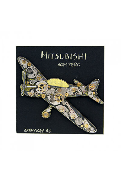 ArtMyWay Tablou Mitsubishi A6M Zero - Avion WWII (cu piese de ceas autentice si elemente metalice)