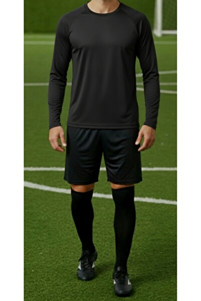 bumerangspor Men's Micro Polyester Long Sleeve Football Undershirt - Black