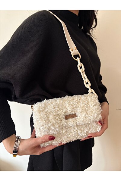 Nillys Women's Panda Rope Canvas Box Lined Knitted Shoulder Bag (21X16)