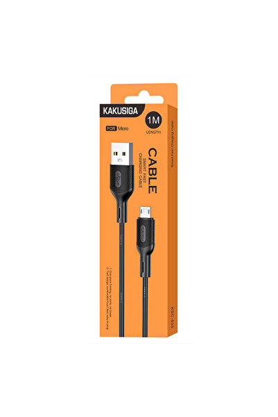 KAKUSİGA Data and Charging Cable (KSC-535), USB-A to MicroUSB, 18W, 2.4A, 1m, Black