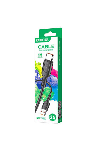 KAKUSİGA Data and Charging Cable (KSC-805), USB-A to USB-C, 18W, 2.4A, 1m, Black