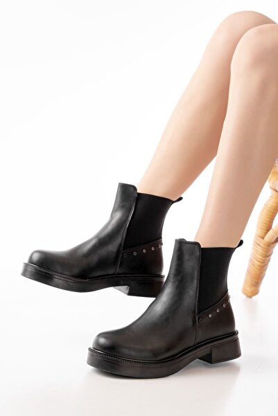 Zerenyus Zri̇n02-2005 Premium Black Elastic Daily Women's Boots