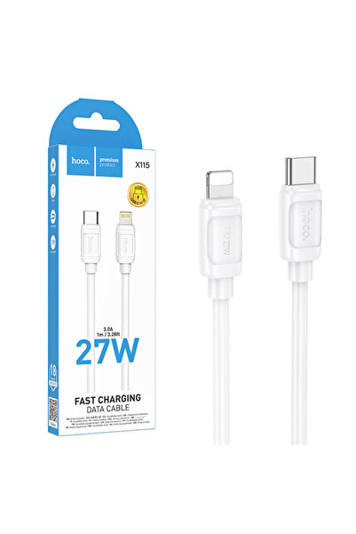Hoco Cablu Date si Incarcare (X115), USB-C la Lightning, PD27W, QC3.0, 1m, WHITE