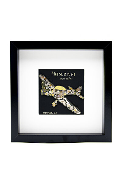 ArtMyWay Tablou Mitsubishi A6M Zero - Avion WWII (cu piese de ceas autentice ...