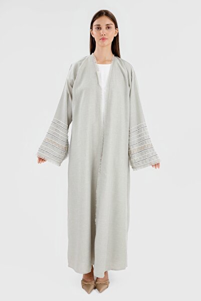 Ophelia عباية من كتان اللؤلؤي - فستان نسائي خفيف وأنيق ومحتشم لشهر رمضان والعيد