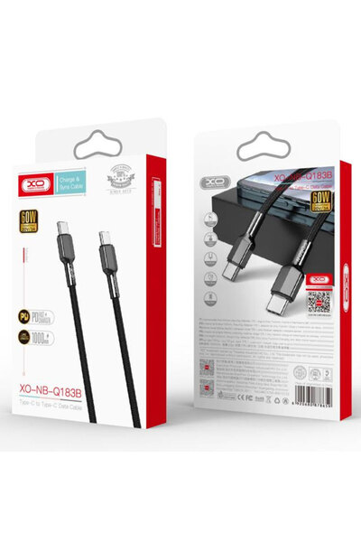 Xo Data and Charging Cable (NB183B), USB-C, PD60W, QC3.0, 1m, Black