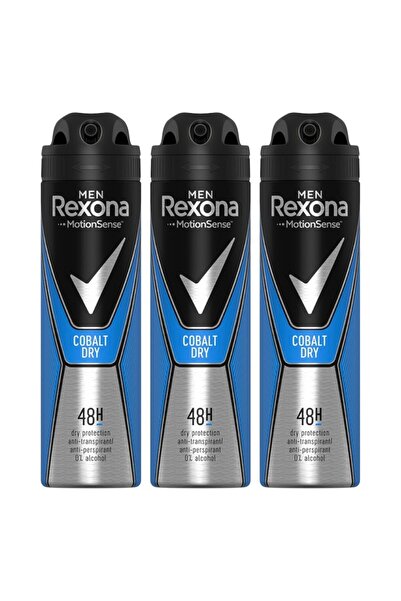 Rexona Set of 3 x Men Cobalt Dry Antiperspirant Deodorant Spray, for Men, 150 ml