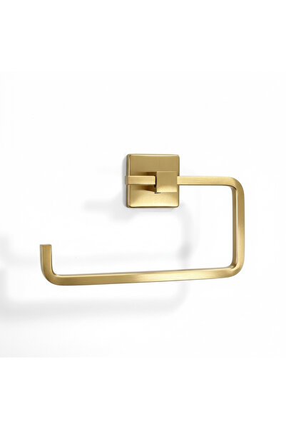 İSAOĞLU YAPI Matte Gold Open Toilet Roll Holder Modern Design Stainless Brushed Gold Paper Holder