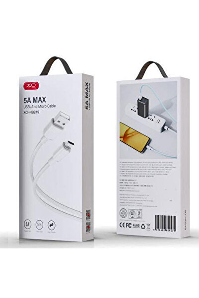 Xo Cablu Date si Incarcare (NB249), USB-A la MicroUSB, 5A, Braided, 1m, White