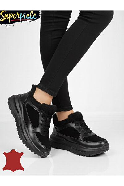 ANGEL BLUE Casual short fur boots with genuine leather laces