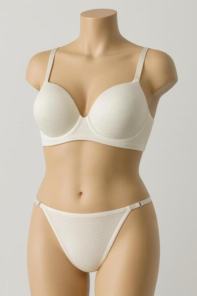 ELAN WEAR طقم حمالة صدر نسائية من القطن مكون من قطعتين يبرز انحناءات الجسم يو...