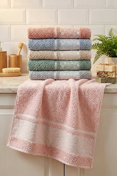 New Cotton Home طقم مناشف قطنية طبيعية للوجه واليدين والرأس مكون من 6 قطع بنم...