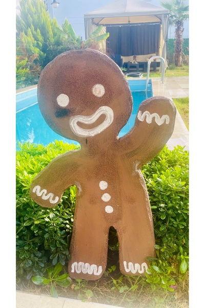 adosh 🍪 Büyük Boy Karakterli Zencefilli Adam Bahçe & Kapı Önü Yılbaşı Dekoru