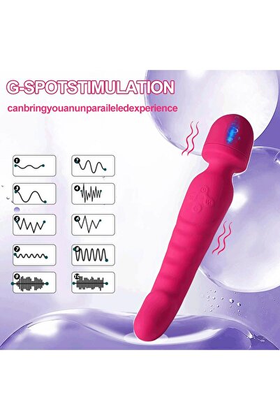 Byzon Gül Tasarımlı Wand Vibratör | 10 Fonksiyonlu | Şık