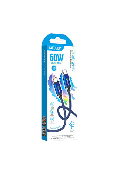 KAKUSİGA Data and Charging Cable (KSC-967), USB-C, PD60W, QC3.0, 1m | Blue